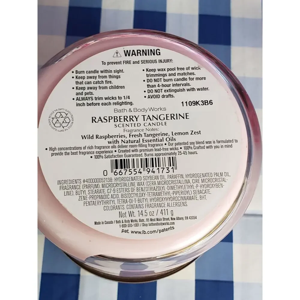 BBW Raspberry Tangerine 3 Wick Candle
